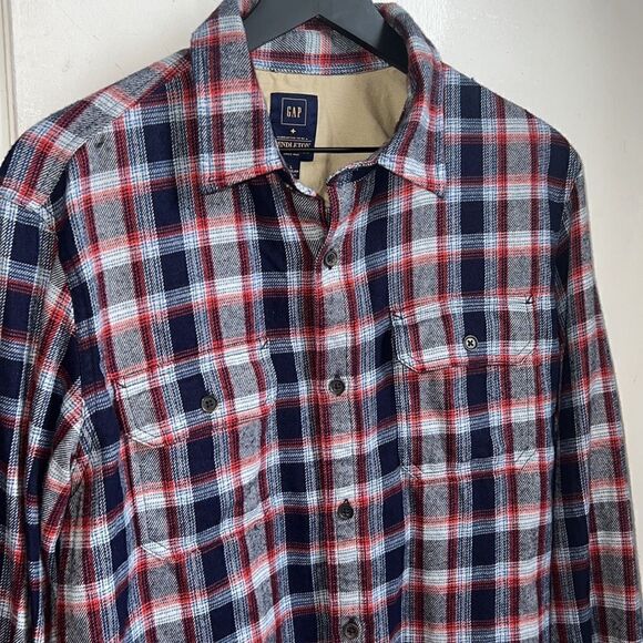 GAP + Pendleton Plaid Button Down Shirt Navy Red - Picture 2 of 6